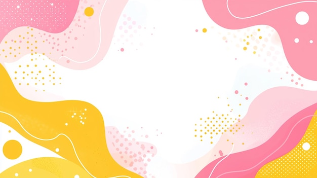 Colorful Abstract Background with Pink and Yellow Wavy Shapes and Dotted Patterns