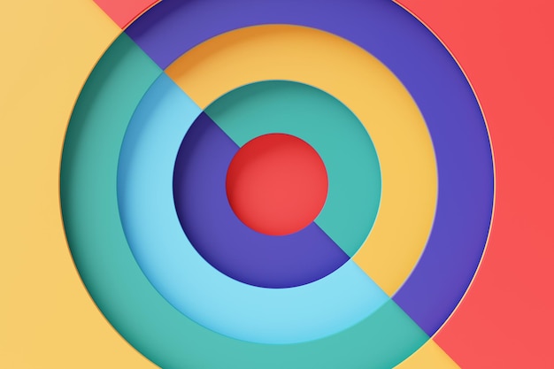 Colorful abstract wallpaper consisting of bright colored circles Color wheel Fun bright cheerful color background 3D illustration