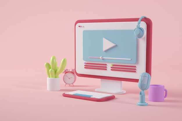 colorful and minimal desktop 3d rendering
