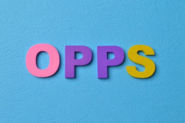 Colorful lettering words with text OPPS