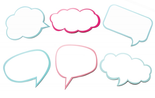 colorful set of different speech bubble as a cloud isolated on empty white background.