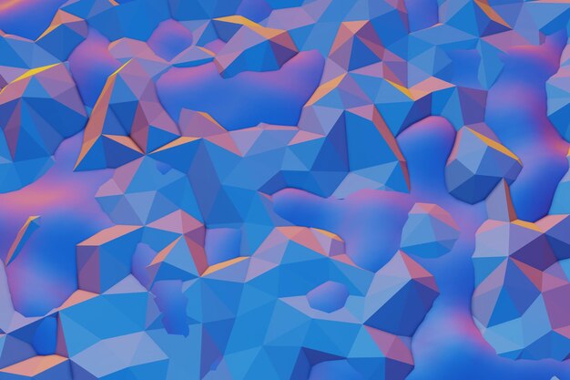 colourful abstract 3d visualization of a geometric lowpoly surface 3d rendering illustration bac