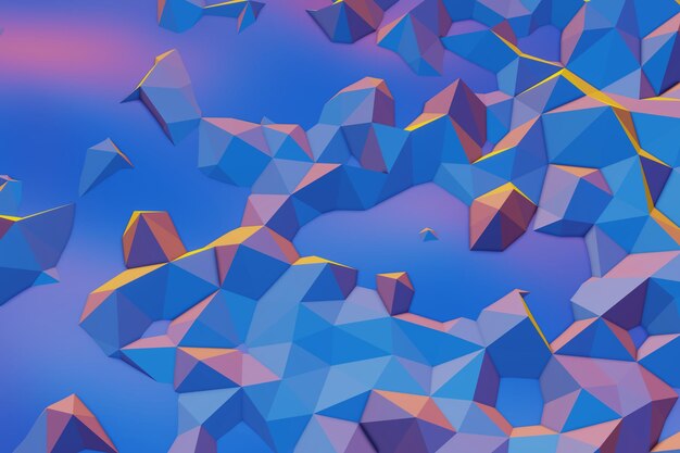 colourful abstract 3d visualization of a geometric lowpoly surface 3d rendering illustration bac