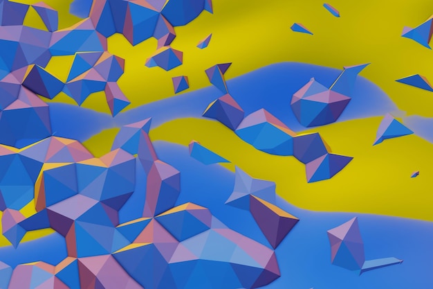 colourful abstract 3d visualization of a geometric lowpoly surface 3d rendering illustration bac