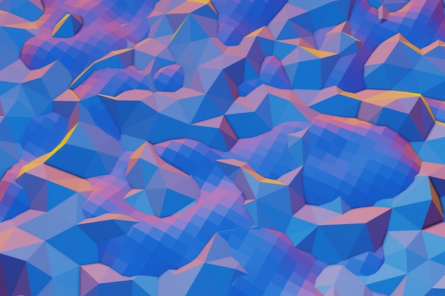 colourful abstract 3d visualization of a geometric lowpoly surface 3d rendering illustration bac