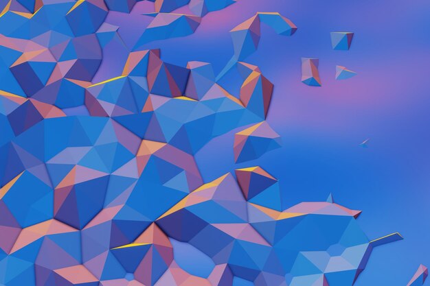 colourful abstract 3d visualization of a geometric lowpoly surface 3d rendering illustration bac