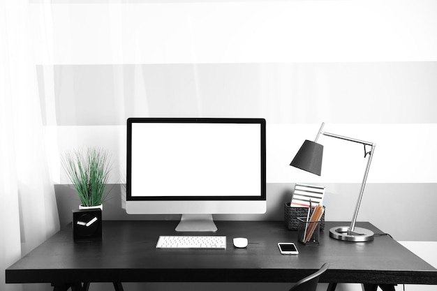 Comfortable workplace with modern computer