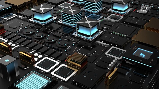 Components of quantum computer parts next generation computer technology concept