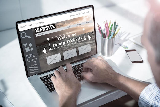 Composite image of composite image of website interface