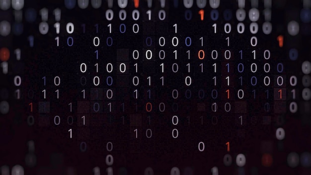 Computer background with binary code animation virtual space of software with binary code