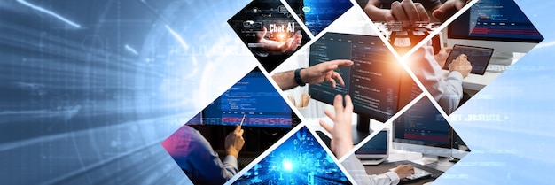 Computer programming coding and AI artificial intelligence NLP data development