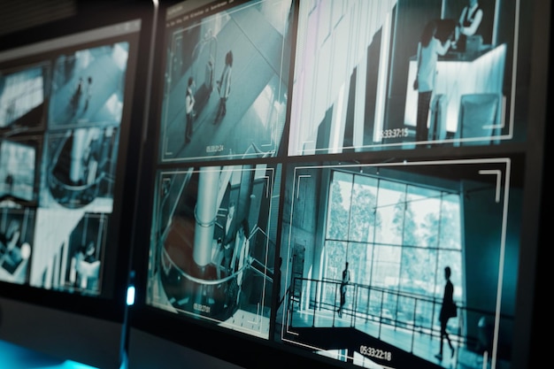 Computer screen with cctv video system