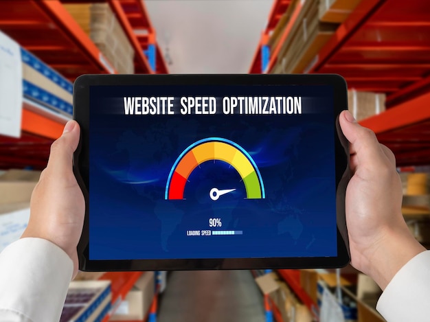Computer software evaluating website loading speed snugly