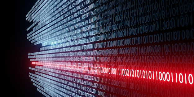 Computer virus encryption Digital binary data and secure data concept abstract technology background 3d illustration