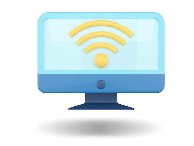 Computer Wireless Network 3D render illustration