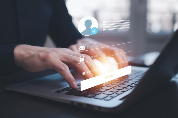 concept login and password cyber security data protection password to access personal user datadata protectioncyber attack and secure internet access cybersecurity cyber security network
