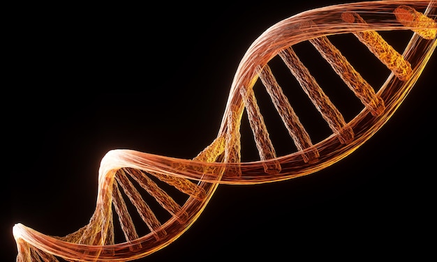 concept of biochemistry with dna molecule isolated in white background, 3d rendering
