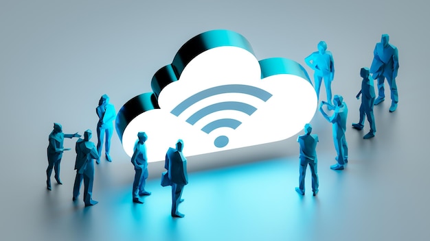 concepts of how many people are using cloud services3d rendering