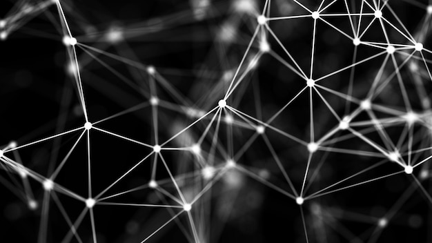Connecting colored lines and dots in space Abstract digital backgroundData network connections3d