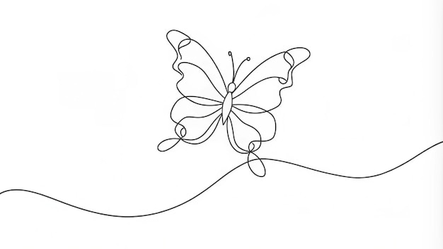 Continuous Line Drawing of a Butterfly in Flight for Artistic Design Projects