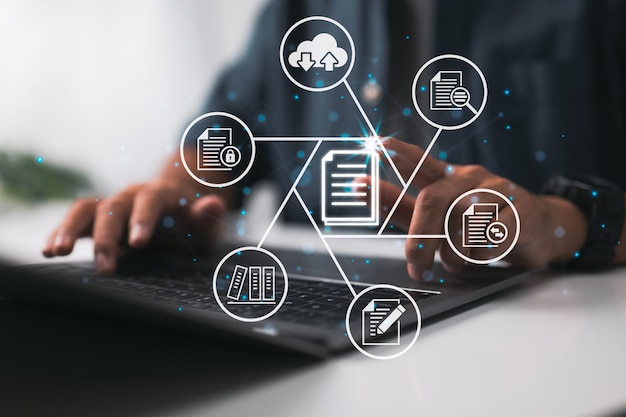 Corporate files and information are housed searched and managed using a DMS Document Management System