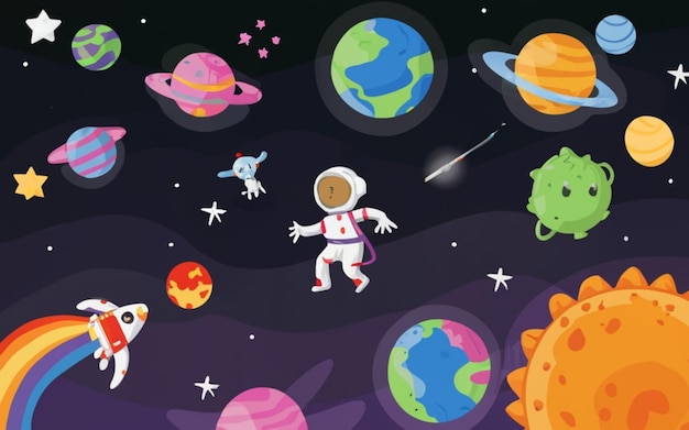 Cosmic Whimsy Playful Space Background