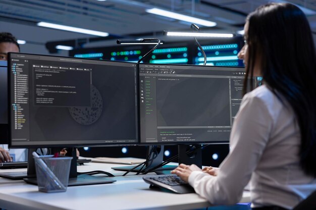 Coworkers looking for network issues affecting server performance