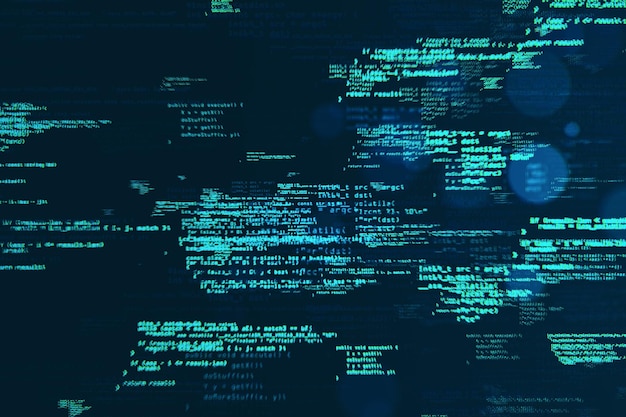 Creative coding html language on blurry backdrop Web developer and programming concept