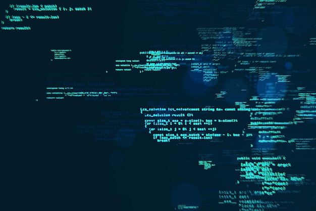 Creative coding html language on blurry background Web developer and programming concept
