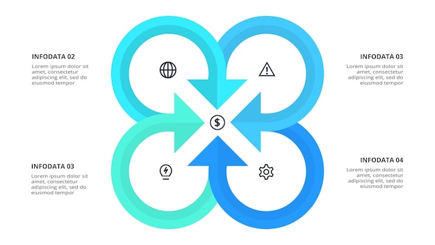 Creative concept for infographic with 4 steps options parts or processes Business data visualization