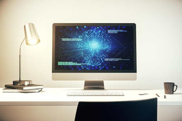 Creative concept of code skull illustration on modern laptop screen Hacking and phishing concept 3D Rendering