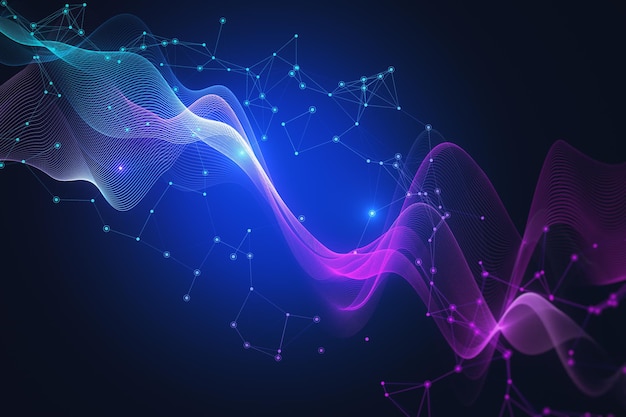 Creative dark polygonal web background Technology design and innovation concept 3D Rendering