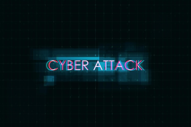 Creative digital text on dark background Cyber attack technology and ai concept 3D Rendering