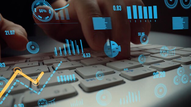 Creative visual of business big data and finance analysis on computer