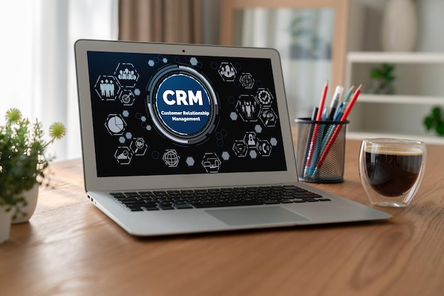 customer relationship management system on modish computer for crm business and enterprise