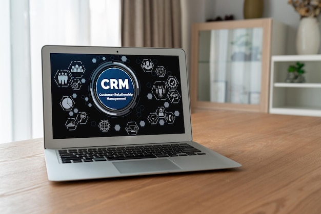 customer relationship management system on modish computer for crm business and enterprise