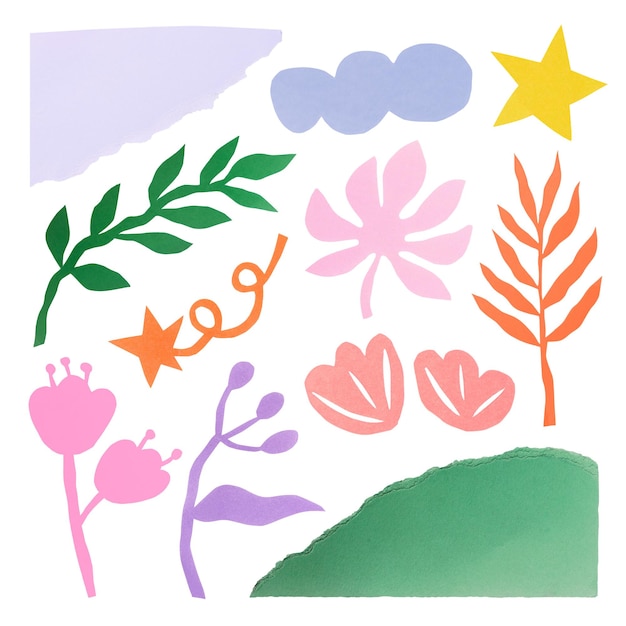 Cute diary png sticker botanical collage element for bullet journal transparent background