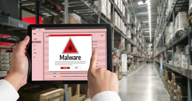 cyber attack malware alert show computer screen display threat detected snugly
