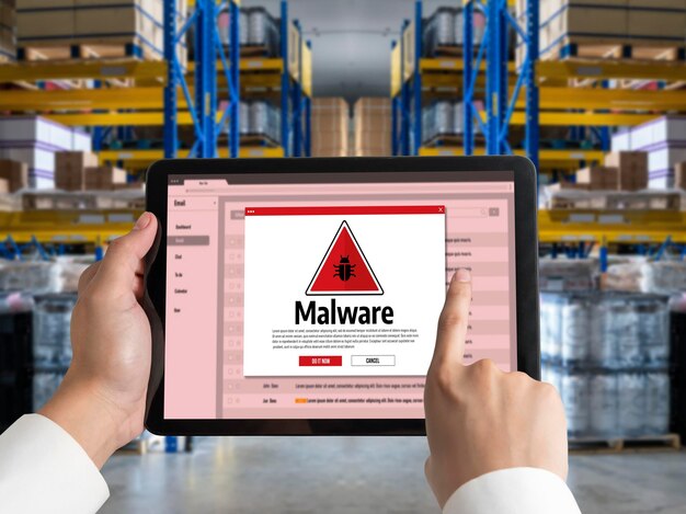 cyber attack malware alert show computer screen display threat detected snugly