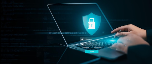 cyber security concept Login User Identification information security and encryption Secure access to user personal information Secure Internet access Developing network security system