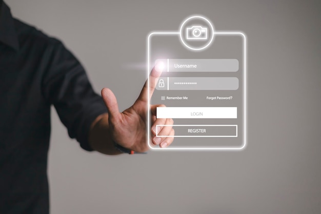 Cyber security concept, Login, User, identification information security and encryption, secure access to user's personal information, secure Internet access, cybersecurity.