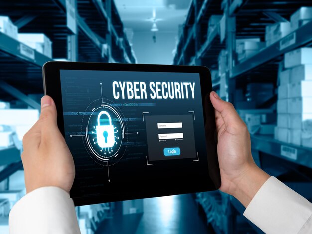cyber security system on computer screen protect private information snugly