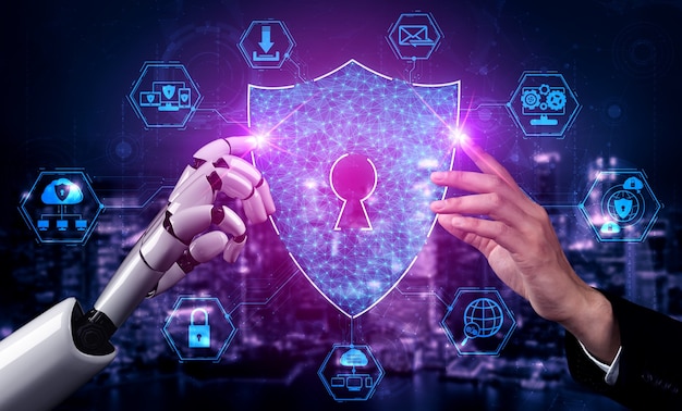 Cyber security technology and online data protection by AI robot
