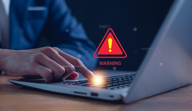 Cybersecurity Internet cyber crime Hacker working on computer Compromised information