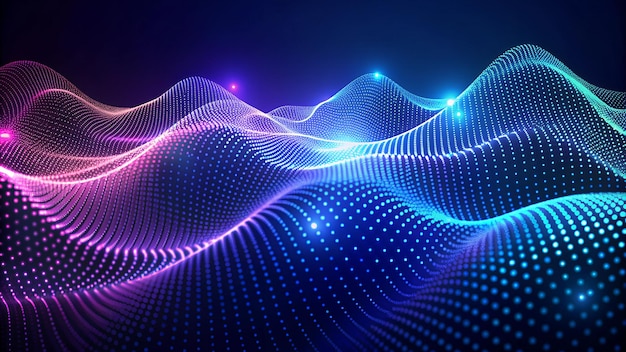 Dark Abstract Digital Technology Waves Background