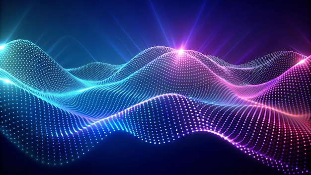 Dark Abstract Digital Technology Waves Background