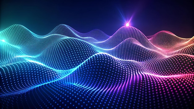 Dark Abstract Digital Technology Waves Background