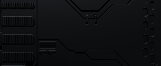 dark abstract techno background black geometric lines and 3d render ribbed textures