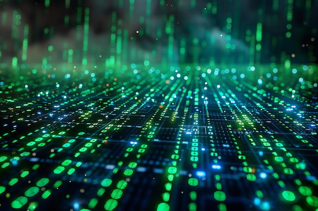 Dark green matrix code background high resolution high quality