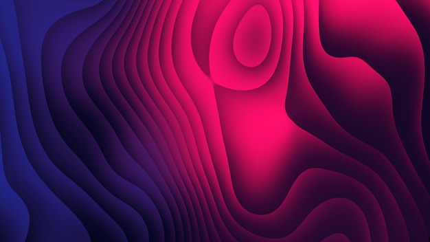 Dark Mode Neon Red Blue Purple Abstract Background with Wavy Lines